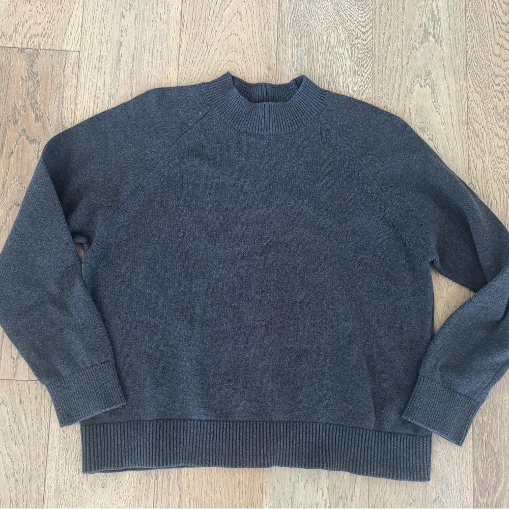 Quince 100% Organic Cotton Pullover Sweater Grey Medium